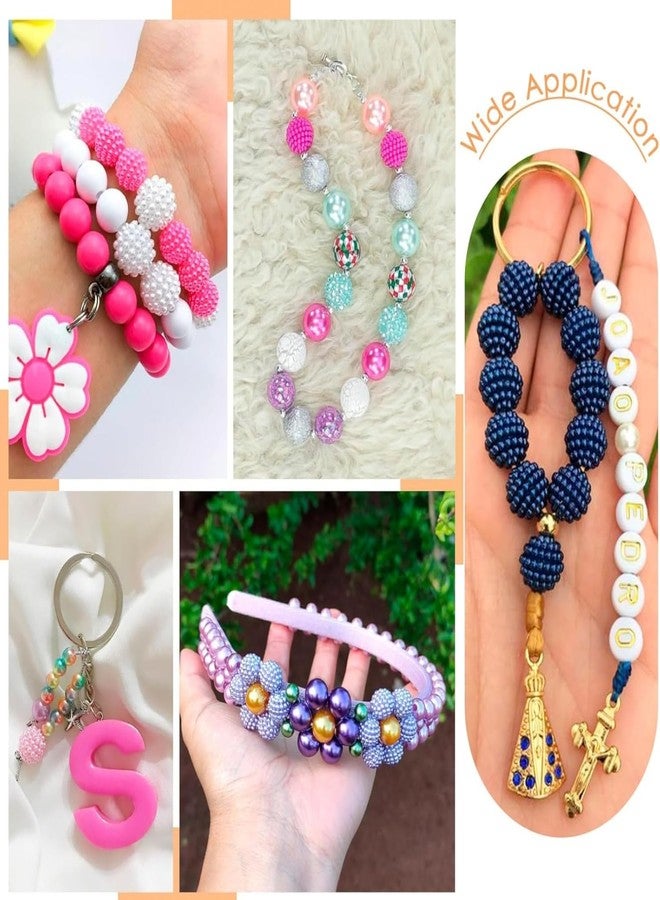Tdas 100 PCS Dotted Pearl Mermaid Fruit Ball Chunky Bubblegum Moti Angura Beads for Jewellery Making Kit - Big Size Necklace Bracelet Earring DIY Arts Crafts Supplies (Orange - 14MM) - Image 3
